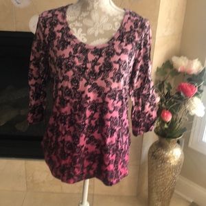 Pink and Black Floral Shirt